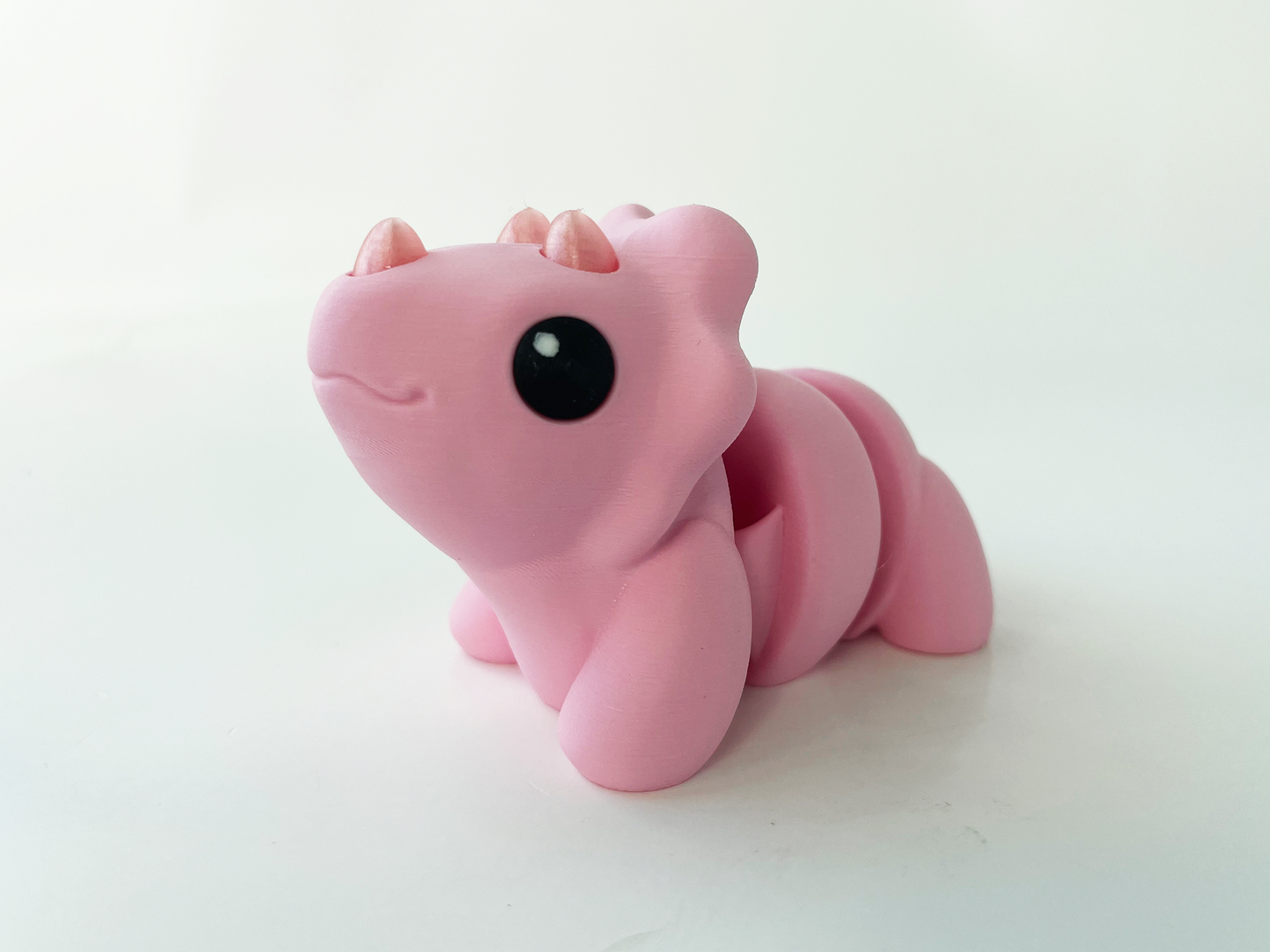ZOU's Baby Pink Triceratops Dino Fidget Toy - High-Quality 3D Printed Articulated Dinosaur for Indoor & Outdoor & Stress Relief Play