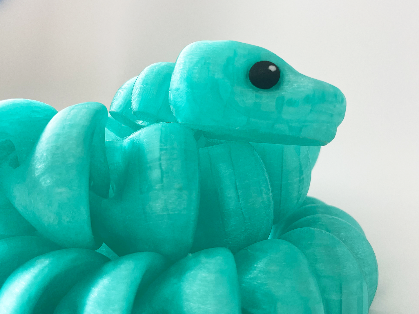 ZOU's Large Translucent Teal Boa Snake Toy - High-Quality 3D-Printed Articulated Buddy with Tiki-Taka Noise for Indoor and Outdoor Play