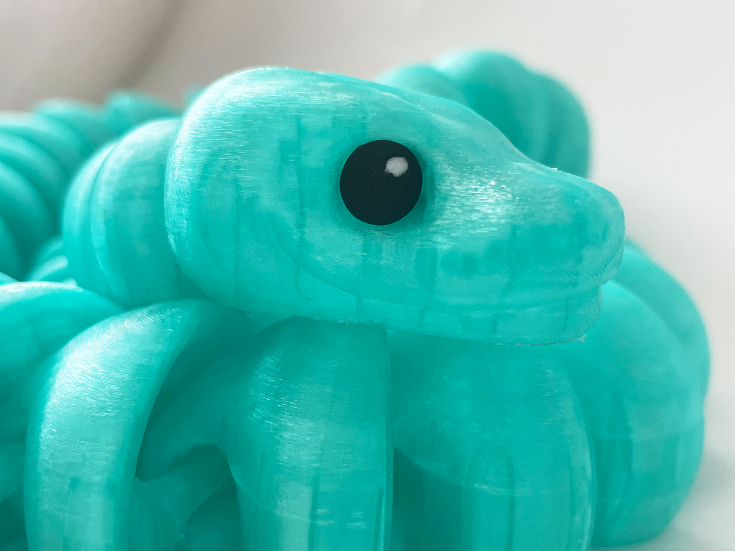 ZOU's Large Translucent Teal Boa Snake Toy - High-Quality 3D-Printed Articulated Buddy with Tiki-Taka Noise for Indoor and Outdoor Play