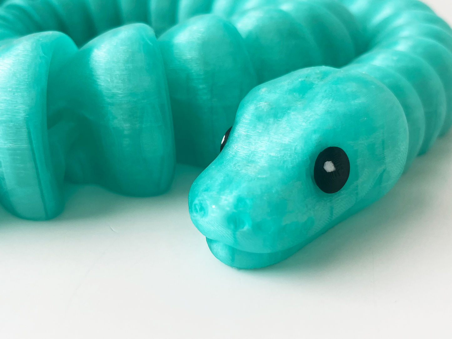 ZOU's Large Translucent Teal Boa Snake Toy - High-Quality 3D-Printed Articulated Buddy with Tiki-Taka Noise for Indoor and Outdoor Play