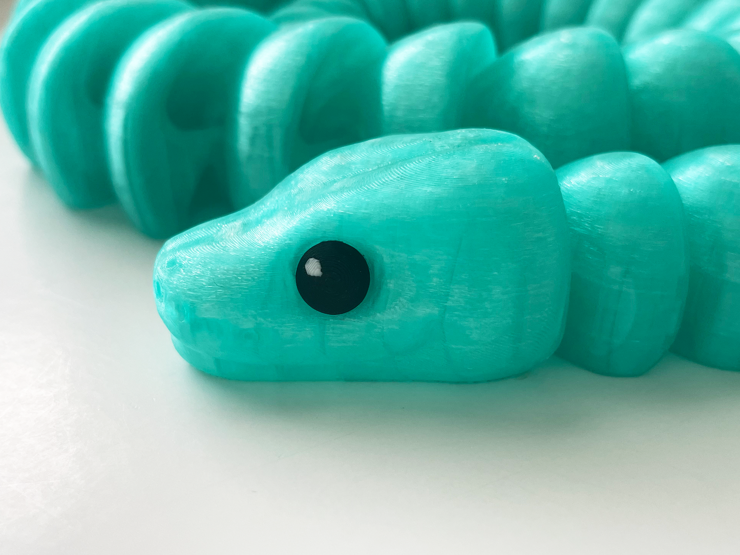 ZOU's Large Translucent Teal Boa Snake Toy - High-Quality 3D-Printed Articulated Buddy with Tiki-Taka Noise for Indoor and Outdoor Play