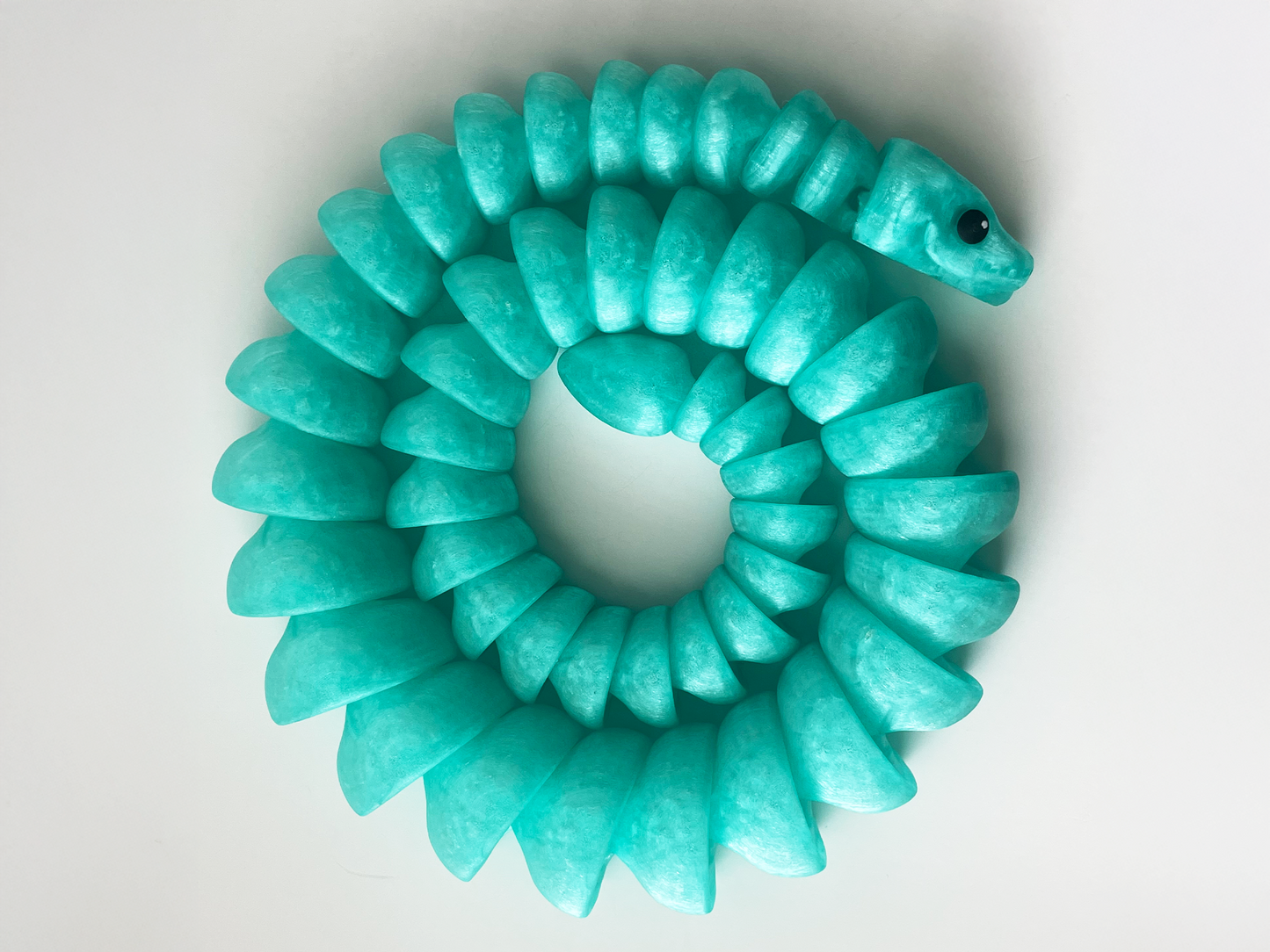 ZOU's Large Translucent Teal Boa Snake Toy - High-Quality 3D-Printed Articulated Buddy with Tiki-Taka Noise for Indoor and Outdoor Play