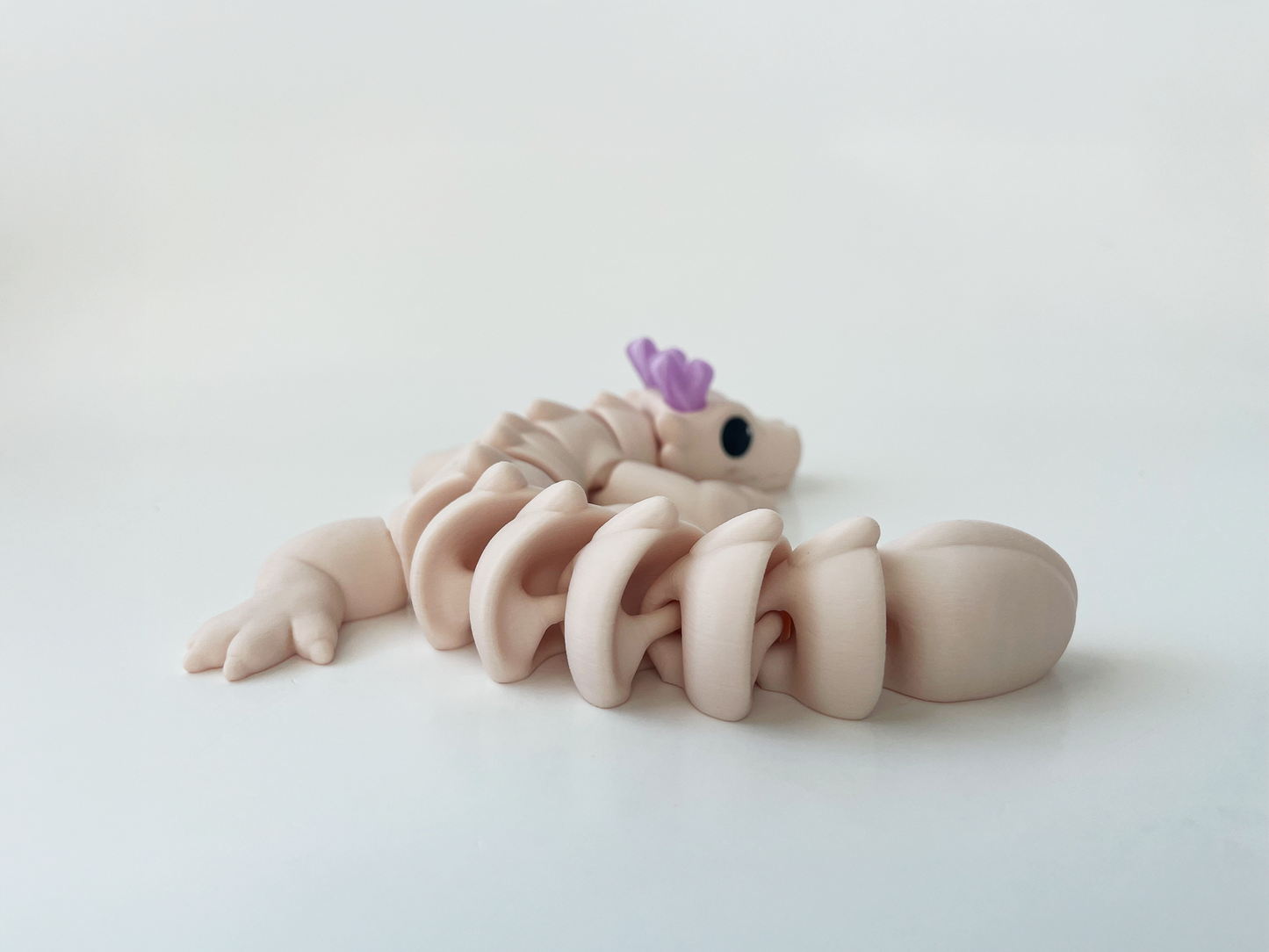 Zou's Beige Dragon Fidget Toy- - Medium High-Quality 3D Printed Articulated Dragon for Tabletop Tactile Play & Stress Relief