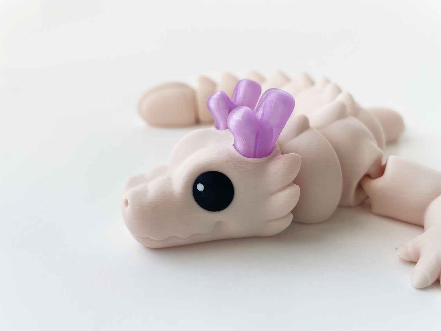 Zou's Beige Dragon Fidget Toy- - Medium High-Quality 3D Printed Articulated Dragon for Tabletop Tactile Play & Stress Relief