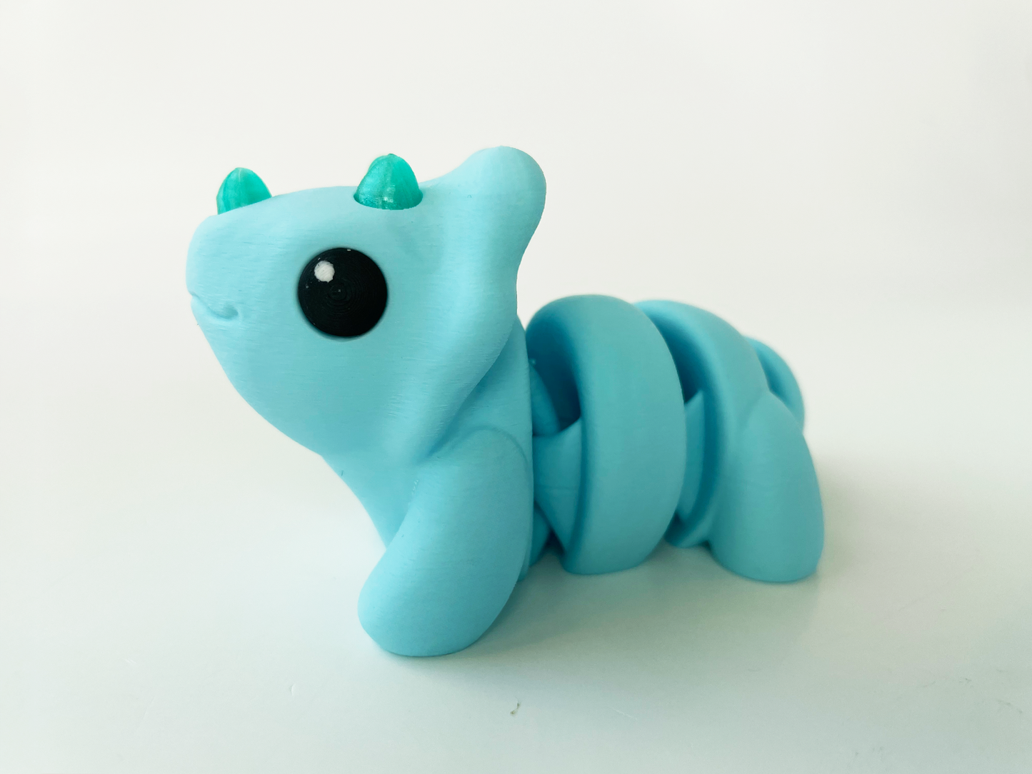 ZOU's Baby Blue Triceratops Dino Fidget Toy - High-Quality 3D Printed Articulated Dinosaur for Indoor & Outdoor & Stress Relief Play