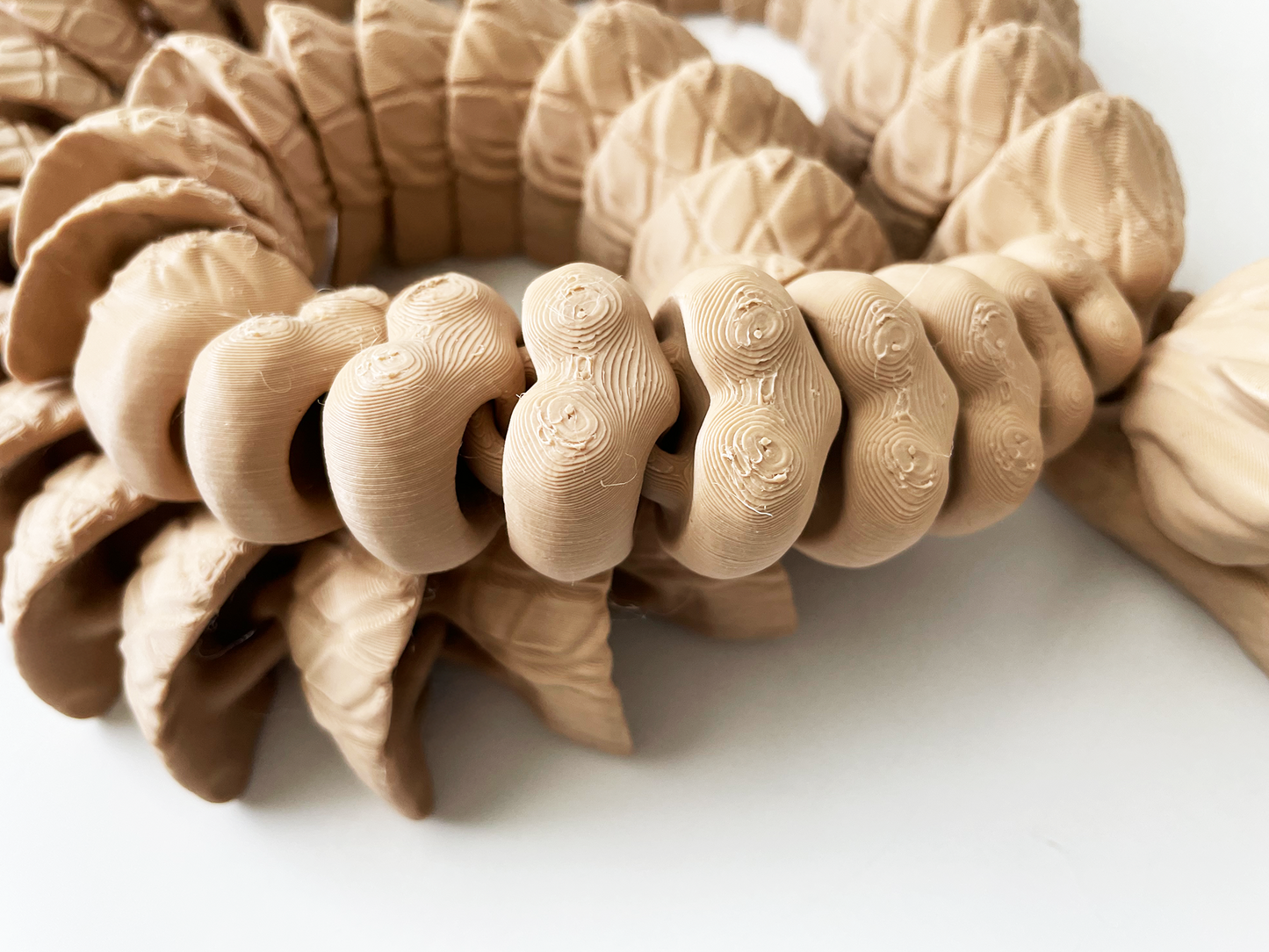 Tom's Big Brown Rattle Snake Massive Fidget Toy - High-Quality 3D-Printed Articulated Snake with Tiki-Taka Noise for Indoor and Outdoor Play