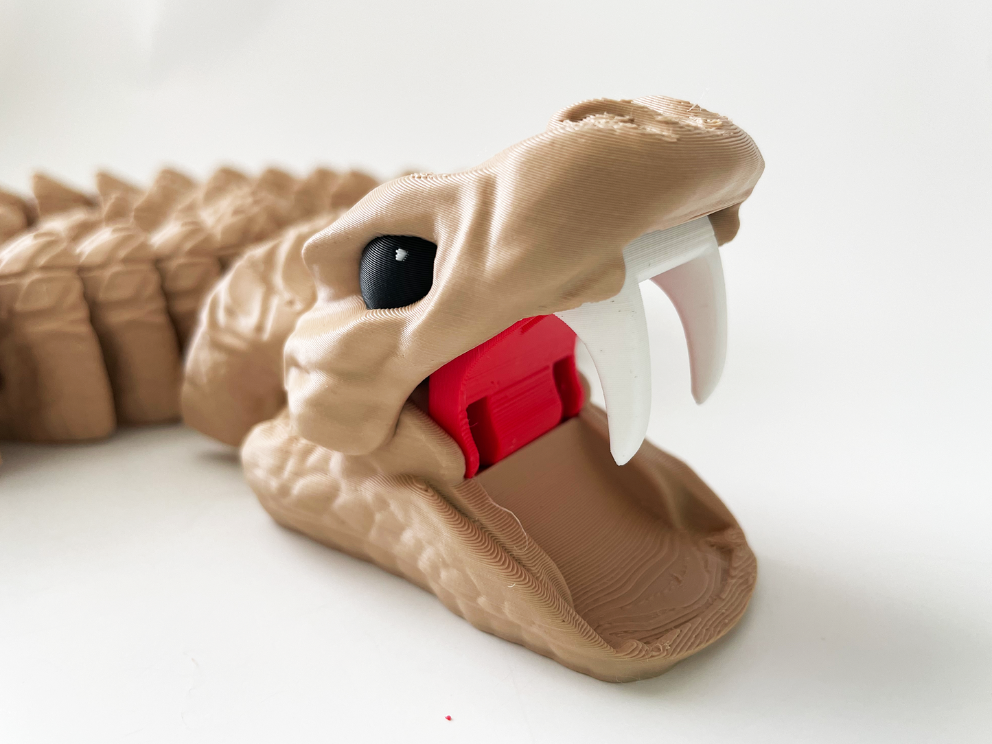 Tom's Big Brown Rattle Snake Massive Fidget Toy - High-Quality 3D-Printed Articulated Snake with Tiki-Taka Noise for Indoor and Outdoor Play