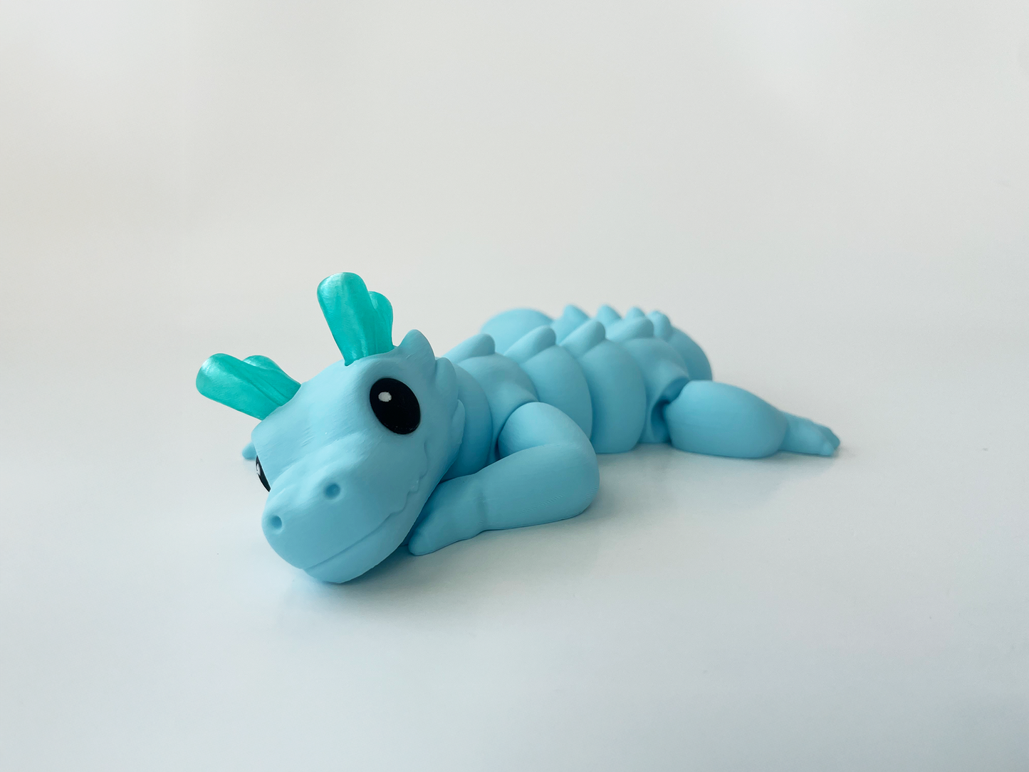 Zou's Blue Dragon Fidget Toy- - Medium High-Quality 3D Printed Articulated Dragon for Tabletop Tactile Play & Stress Relief