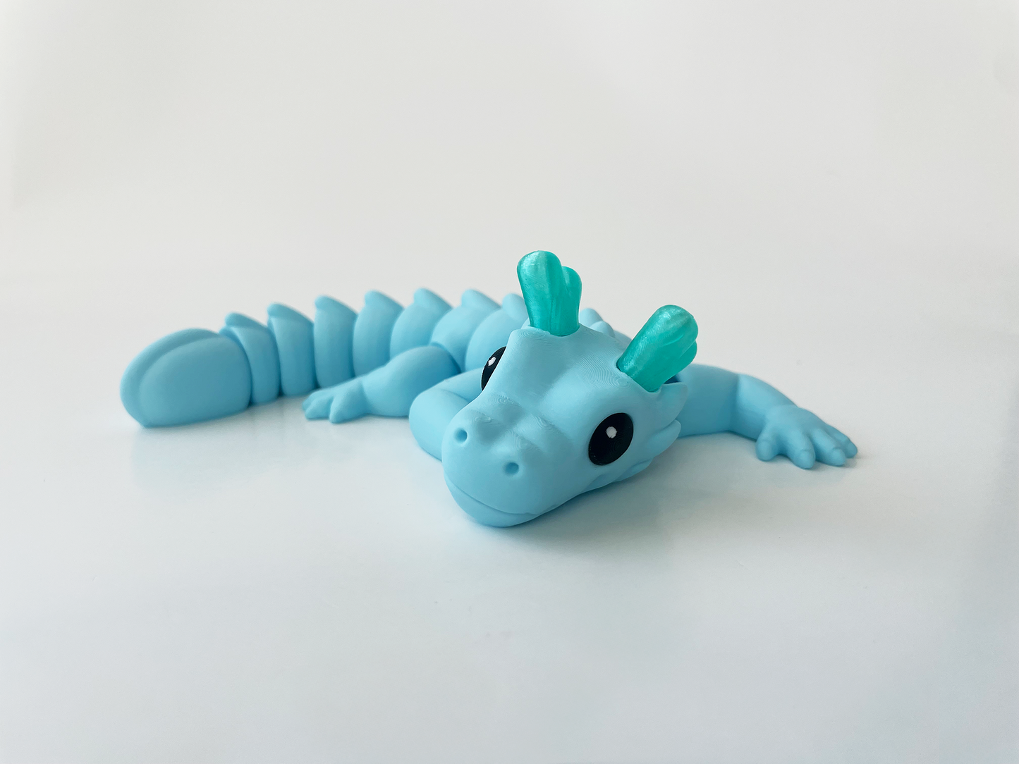 Zou's Blue Dragon Fidget Toy- - Medium High-Quality 3D Printed Articulated Dragon for Tabletop Tactile Play & Stress Relief