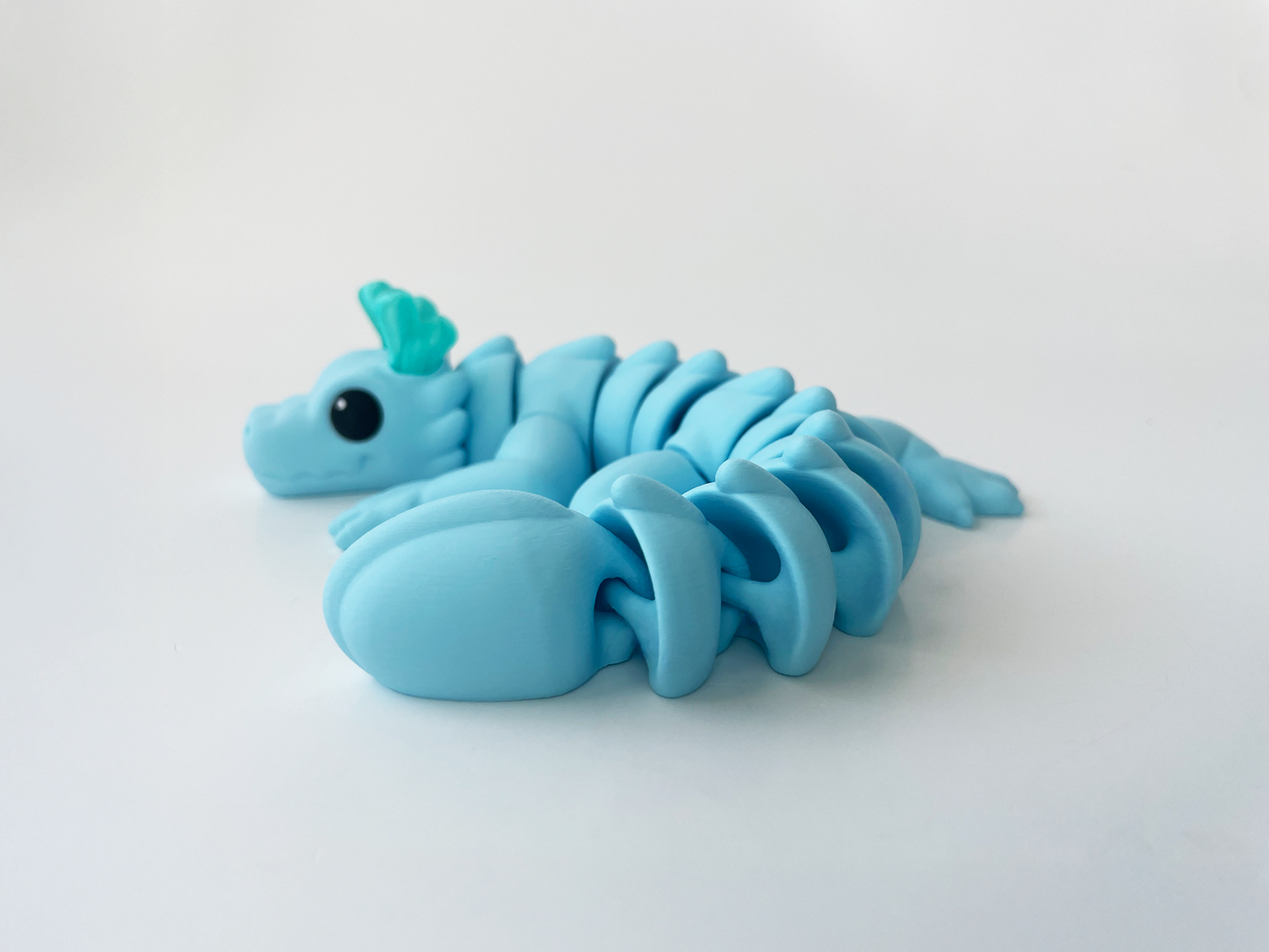 Zou's Blue Dragon Fidget Toy- - Medium High-Quality 3D Printed Articulated Dragon for Tabletop Tactile Play & Stress Relief