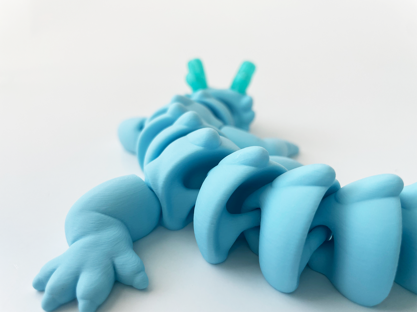 Zou's Blue Dragon Fidget Toy- - Medium High-Quality 3D Printed Articulated Dragon for Tabletop Tactile Play & Stress Relief