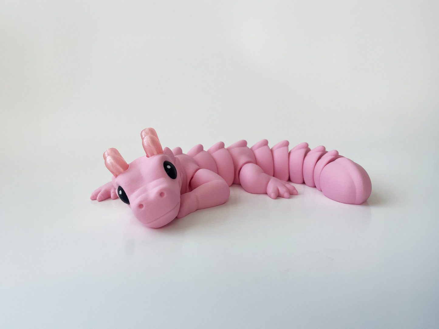 Zou's Pink Dragon Fidget Toy- - Medium High-Quality 3D Printed Articulated Dragon for Tabletop Tactile Play & Stress Relief