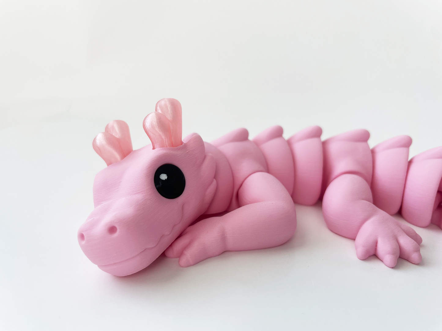 Zou's Pink Dragon Fidget Toy- - Medium High-Quality 3D Printed Articulated Dragon for Tabletop Tactile Play & Stress Relief