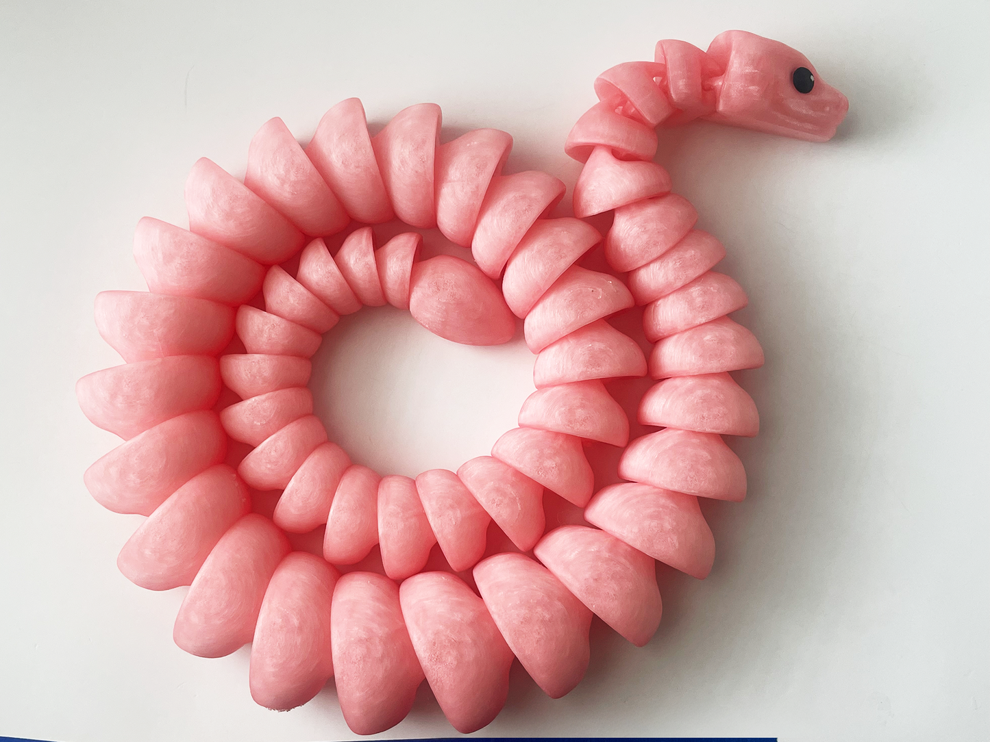 ZOU's Large Translucent Pink Boa Snake Toy - High-Quality 3D-Printed Articulated Buddy with Tiki-Taka Noise for Indoor and Outdoor Play