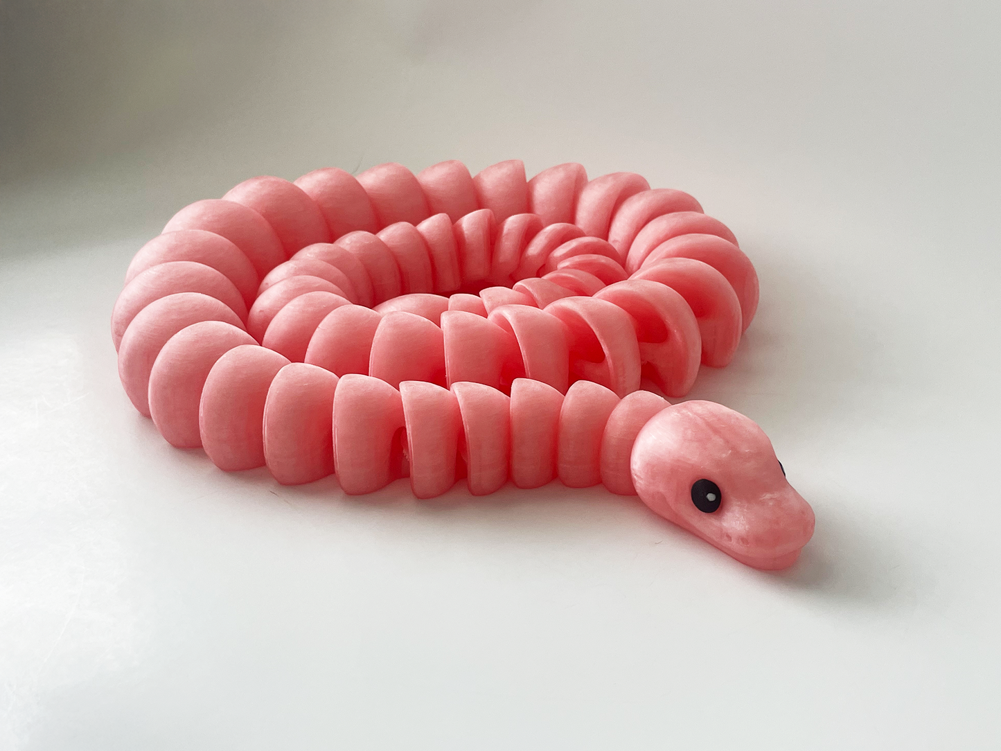 ZOU's Large Translucent Pink Boa Snake Toy - High-Quality 3D-Printed Articulated Buddy with Tiki-Taka Noise for Indoor and Outdoor Play