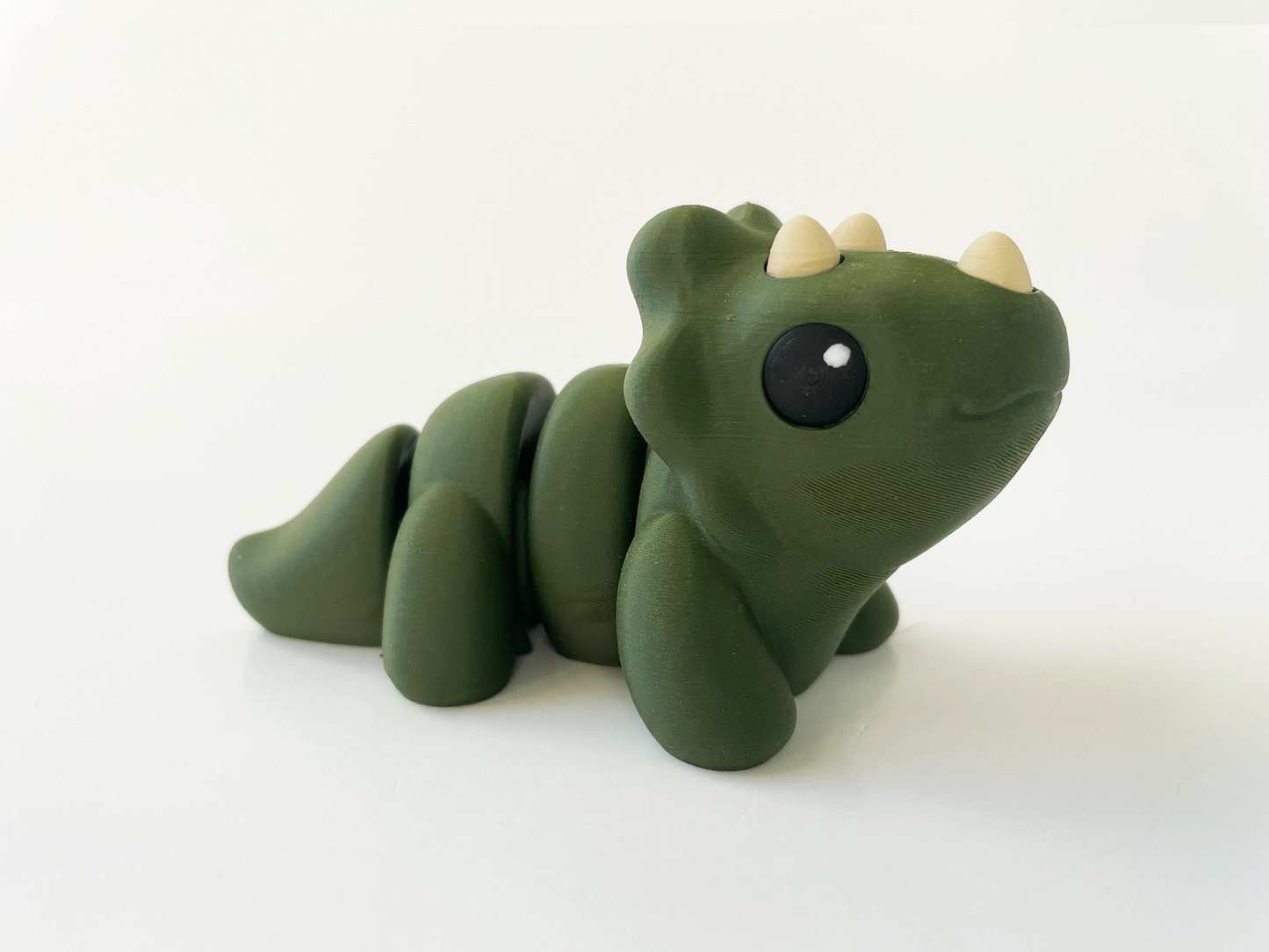 ZOU's Baby Dark Green Triceratops Dino Fidget Toy - High-Quality 3D Printed Articulated Dinosaur for Indoor & Outdoor & Stress Relief Play