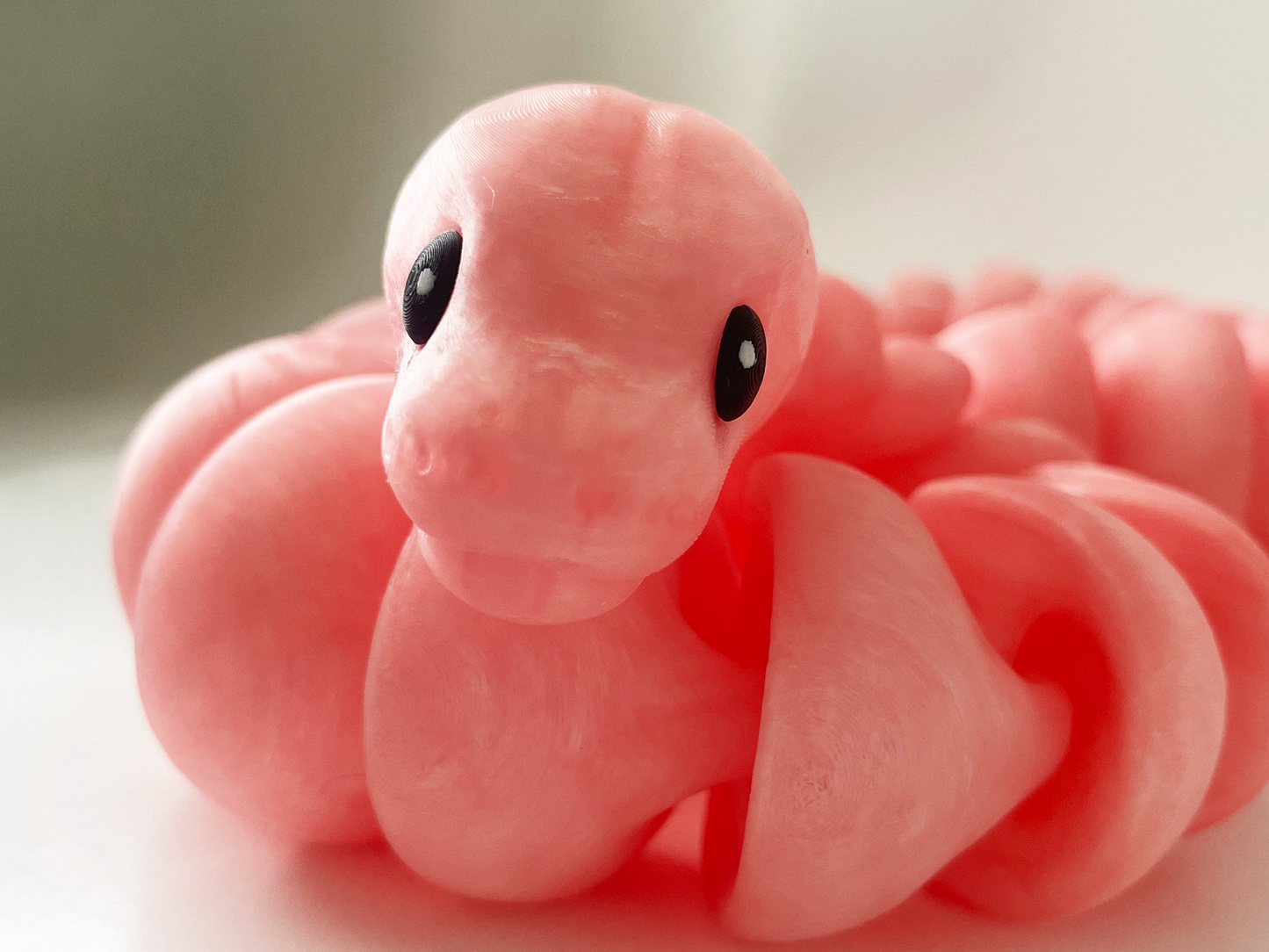 ZOU's Large Translucent Pink Boa Snake Toy - High-Quality 3D-Printed Articulated Buddy with Tiki-Taka Noise for Indoor and Outdoor Play