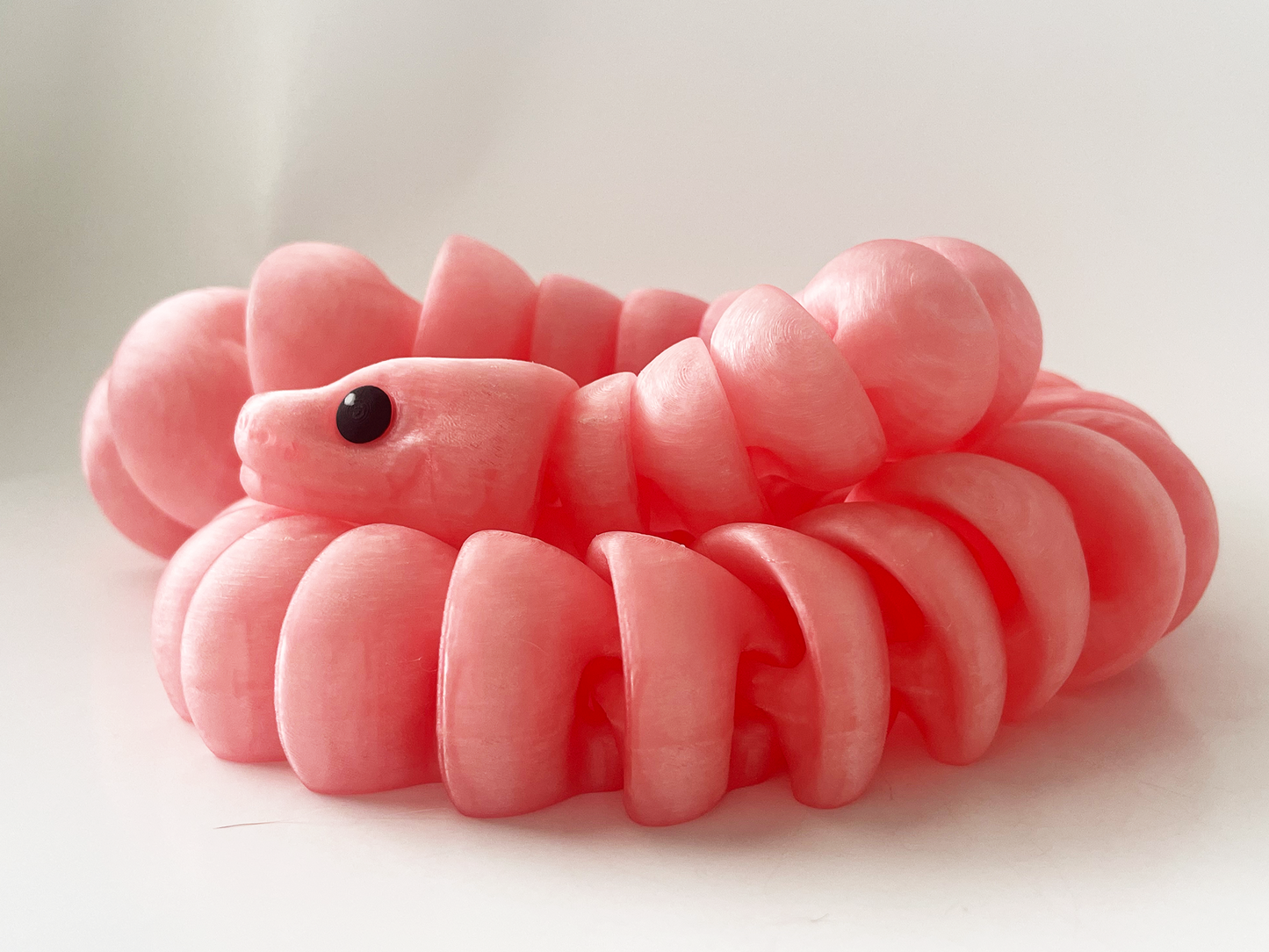 ZOU's Large Translucent Pink Boa Snake Toy - High-Quality 3D-Printed Articulated Buddy with Tiki-Taka Noise for Indoor and Outdoor Play