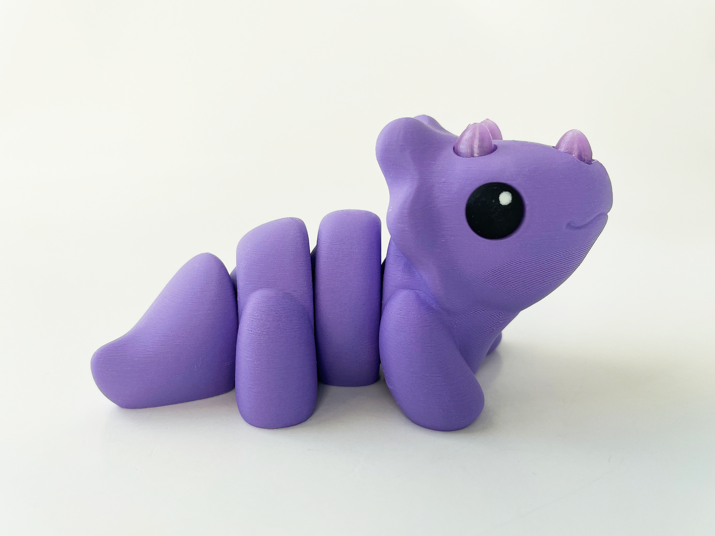 ZOU's Baby Purple Triceratops Dino Fidget Toy - High-Quality 3D Printed Articulated Dinosaur for Indoor & Outdoor & Stress Relief Play
