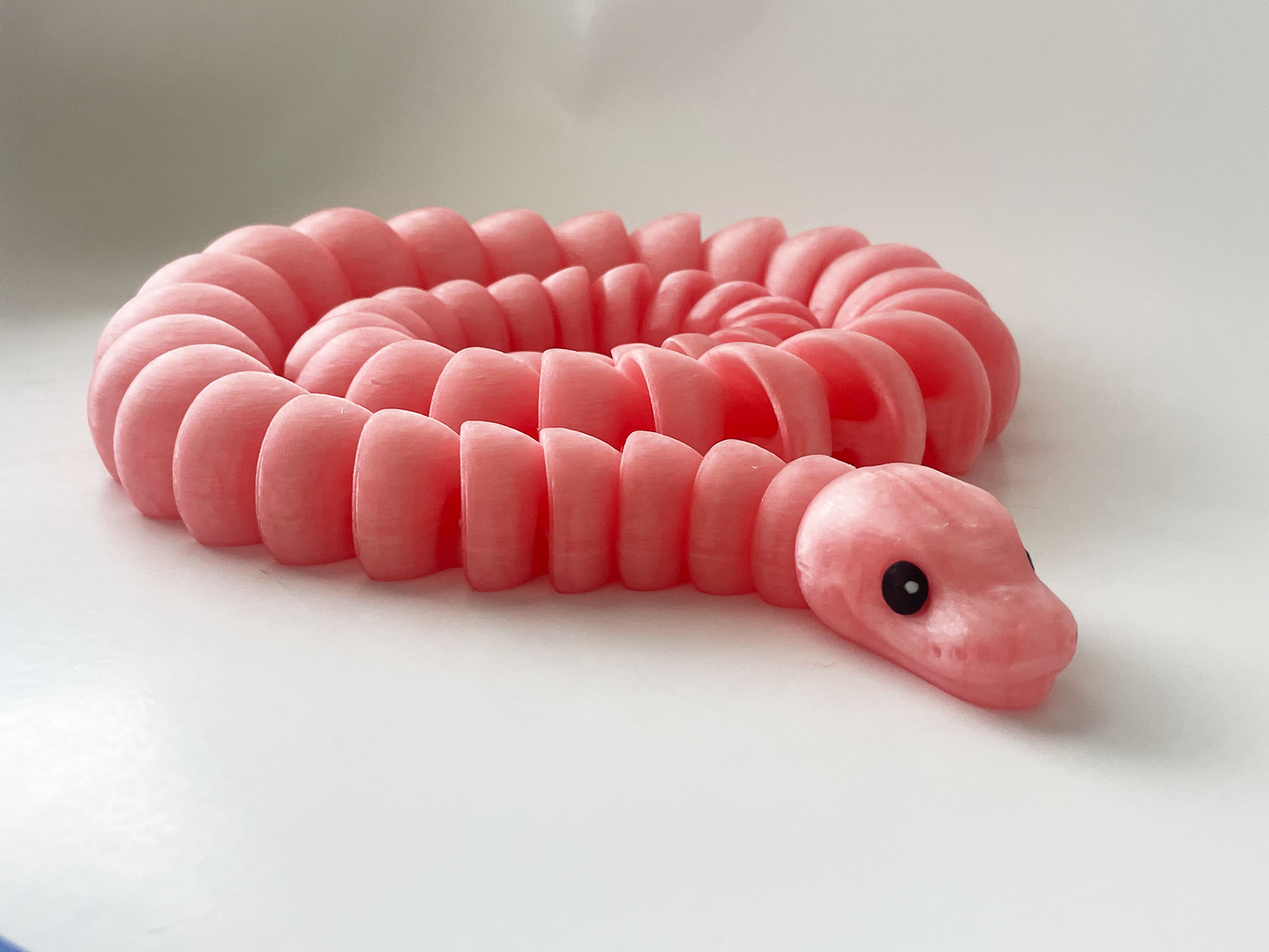 ZOU's Large Translucent Pink Boa Snake Toy - High-Quality 3D-Printed Articulated Buddy with Tiki-Taka Noise for Indoor and Outdoor Play