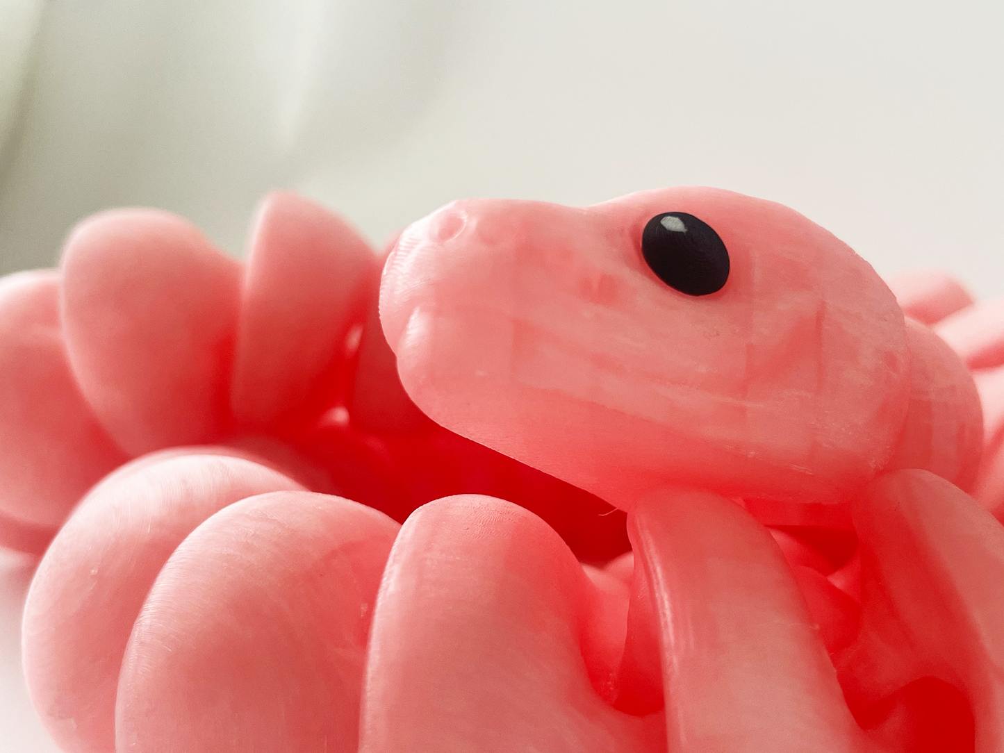 ZOU's Large Translucent Pink Boa Snake Toy - High-Quality 3D-Printed Articulated Buddy with Tiki-Taka Noise for Indoor and Outdoor Play