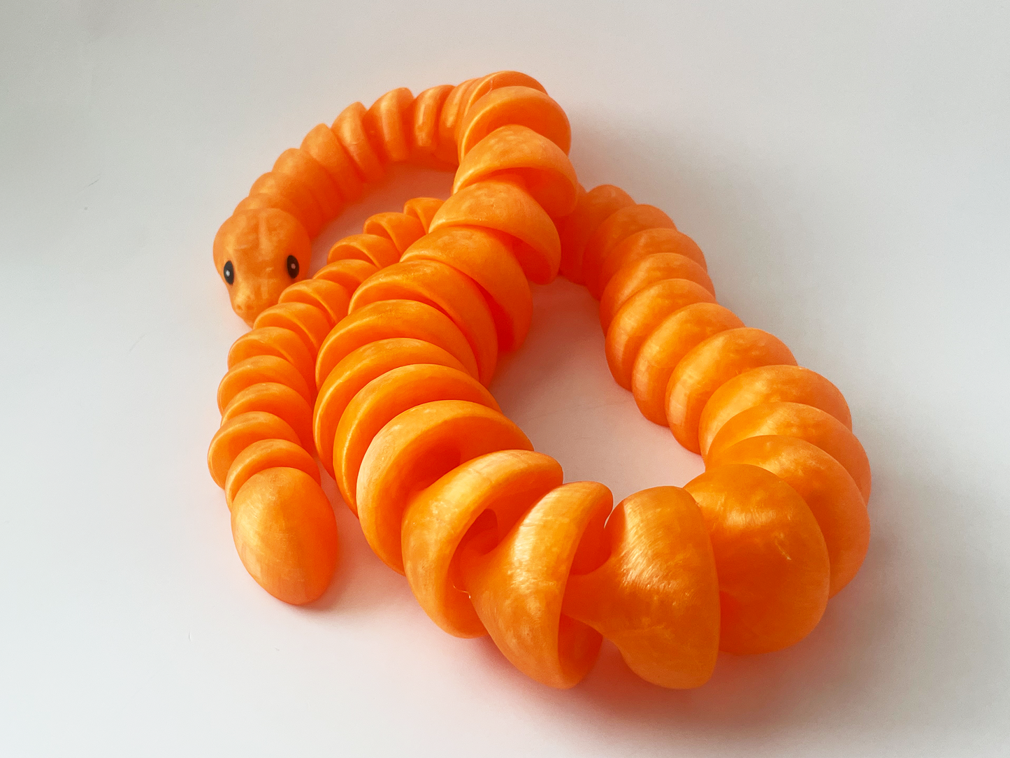 ZOU's Large Translucent Orange Boa Snake Toy - High-Quality 3D-Printed Articulated Buddy with Tiki-Taka Noise for Indoor and Outdoor Play