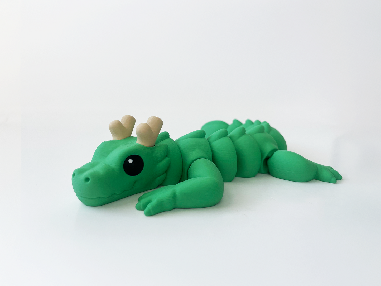 Zou's Green Dragon Fidget Toy- - Medium High-Quality 3D Printed Articulated Dragon for Tabletop Tactile Play & Stress Relief