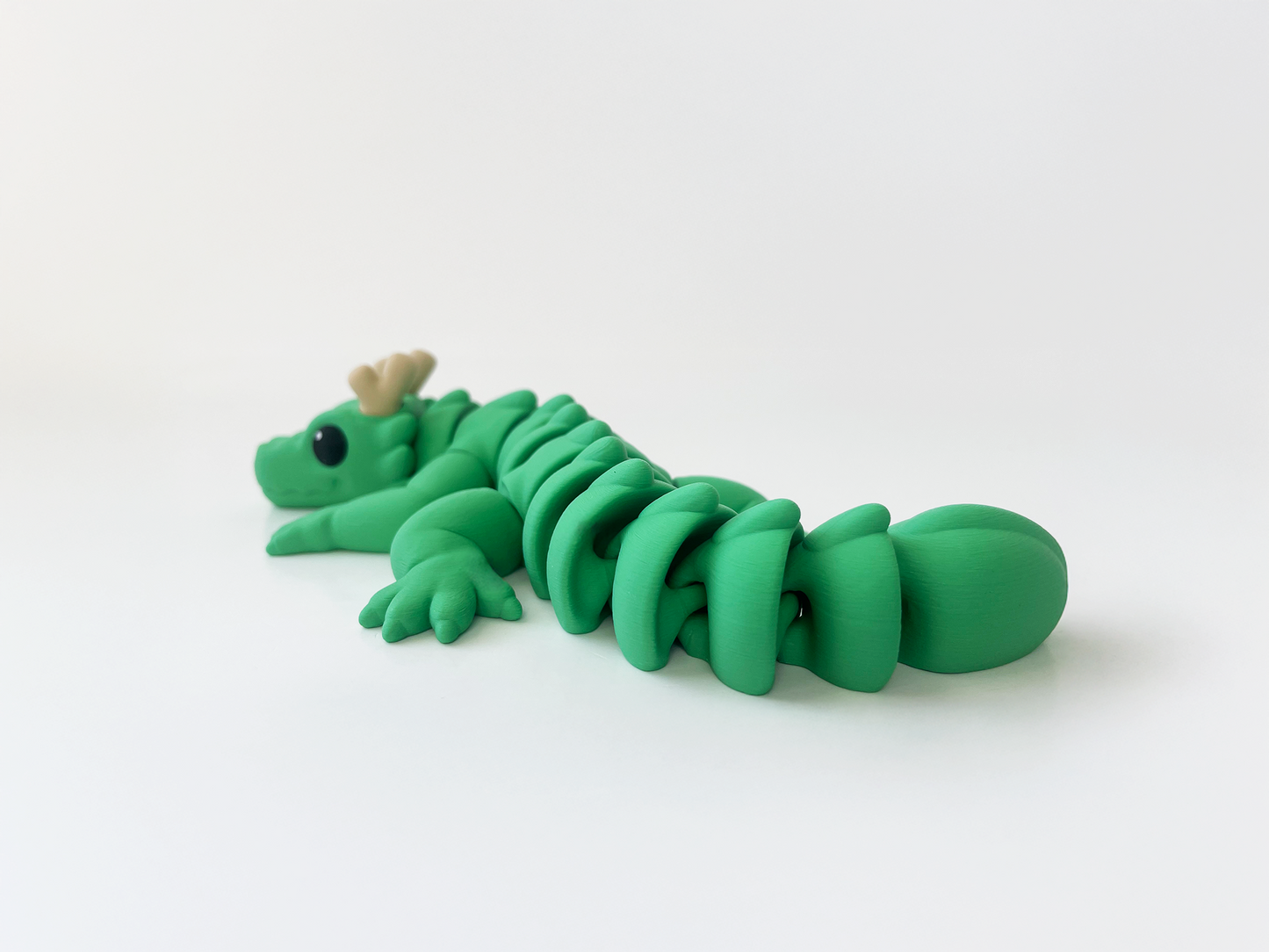 Zou's Green Dragon Fidget Toy- - Medium High-Quality 3D Printed Articulated Dragon for Tabletop Tactile Play & Stress Relief