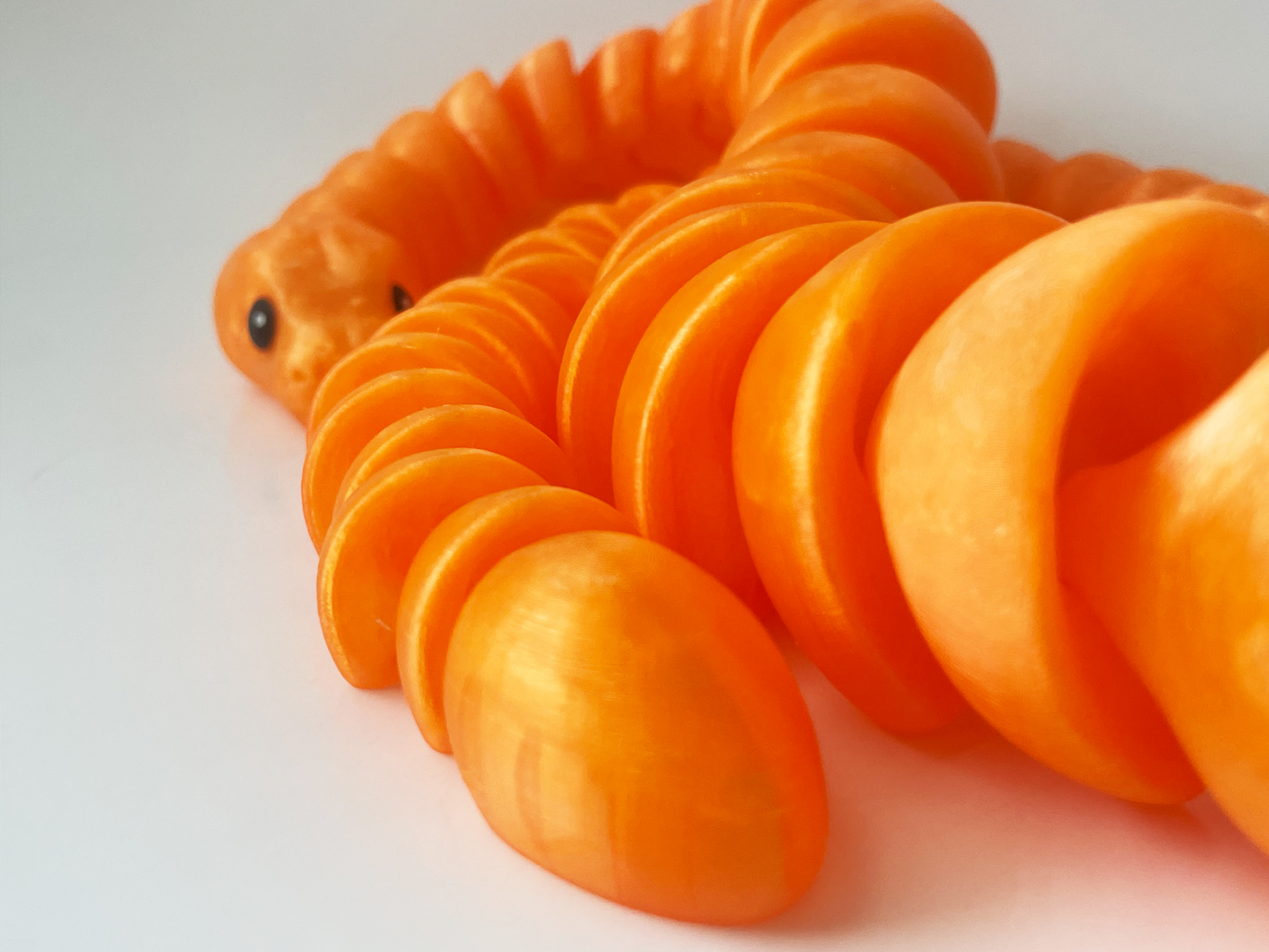 ZOU's Large Translucent Orange Boa Snake Toy - High-Quality 3D-Printed Articulated Buddy with Tiki-Taka Noise for Indoor and Outdoor Play