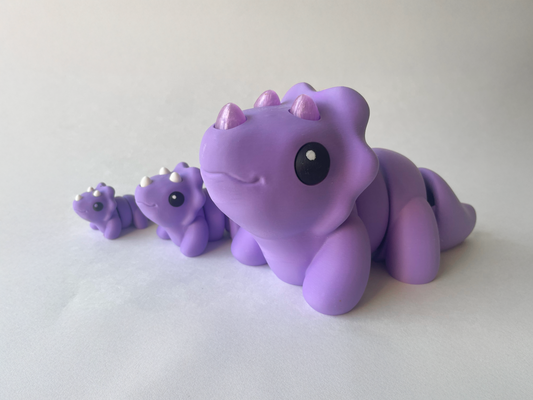 Purple Triceratops Dinosaur Flexi Toy Figurine for Tactile Learning Play!