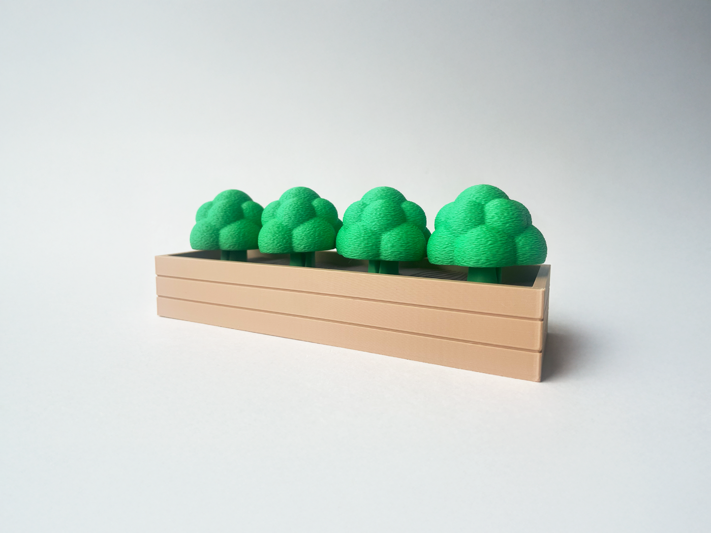 Mom's Green Broccoli Garden Set on a Linear Plate - Articulated Garden for Tabletop Tactile Play & Stress Relief