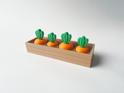 Mom's Full Carrot Garden-- Full Set with of 2 Large and 2 Medium Carrots- Articulated Garden for Tabletop Tactile Play & Stress Relief