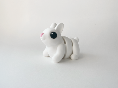 Easter's White Bunny Fidget Toy - Medium High-Quality 3D-Printed Articulated Buddy with Tiki-Taka Noise for Indoor and Outdoor Play & Stress Relief