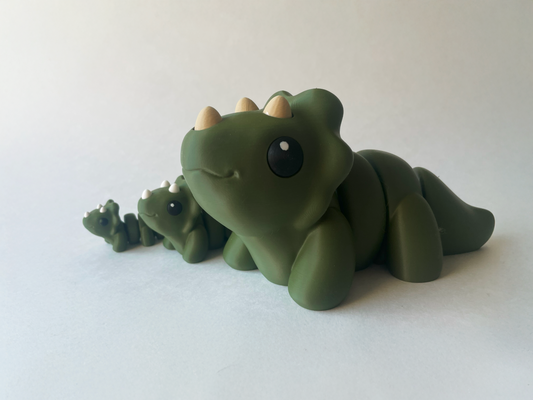 Dark Green Triceratops Dinosaur Flexi Toy Figurine for Tactile Learning Play!