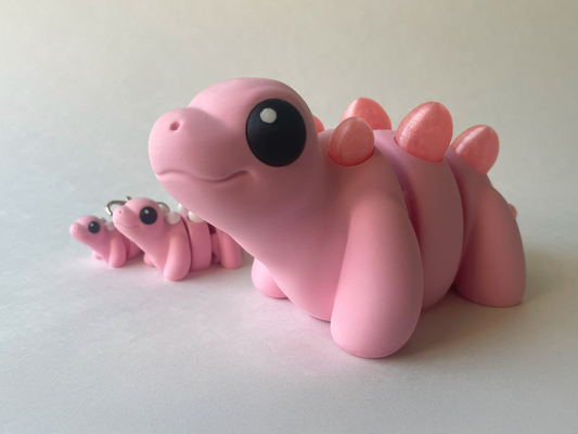 Kawaii Pink Stegosaurus Dinosaur Flexi Toy Figurine for STEM Learning Play!