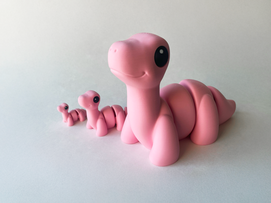 Kawaii Pink Brontosaurus Dinosaur Flexi Toy Figurine for STEM Learning Play!