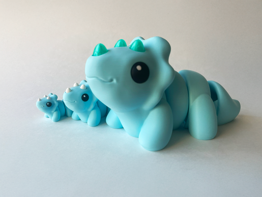Baby Blue Triceratops Dinosaur Flexi Toy Figurine for Tactile Learning Play!