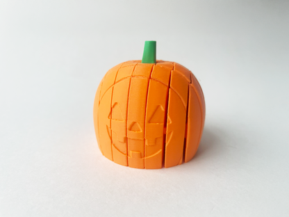 Jack’s Orange Pumpkin Fidget Toy- - High-Quality 3D Printed Articulated Pumpkin Fidget for Tabletop Tactile Play