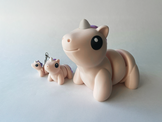 Beige and Lilac Purple Unicorn Flexi Toy Figurine for Tactile Fantasy Play!