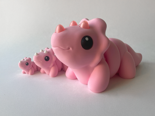 Kawaii Pink Triceratops Dinosaur Flexi Toy Figurine for Tactile Learning Play!