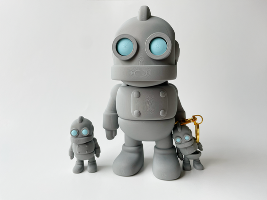 Classic Grey Iron Giant Robot Flexi 3D Printed Toy