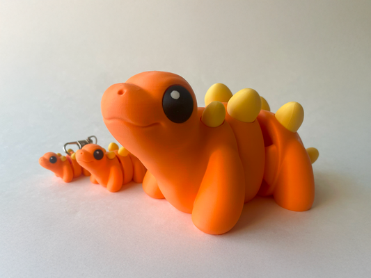 Orange Stegosaurus Dinosaur Flexi Toy Figurine for STEM Learning Play!
