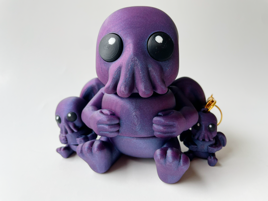Galaxy Purple Cthulhu Flexi 3D Printed Figurine for Tactile Play!