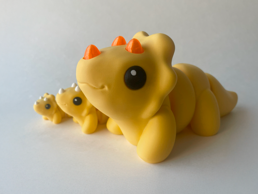 Sunny Yellow Triceratops Dinosaur Flexi Toy Figurine for Tactile Learning Play!