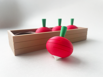 Mom's Red Radish Garden Set on a Linear Plate - Articulated Garden for Tabletop Tactile Play & Stress Relief