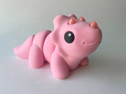 Kawaii Pink Triceratops Dinosaur Flexi Toy Figurine for Tactile Learning Play!