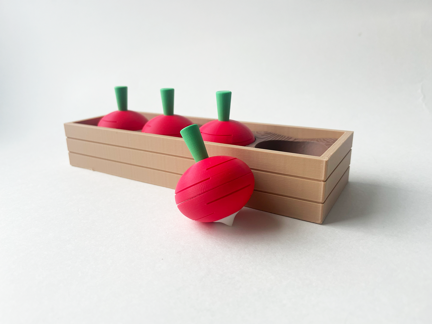 Mom's Red Radish Garden Set on a Linear Plate - Articulated Garden for Tabletop Tactile Play & Stress Relief
