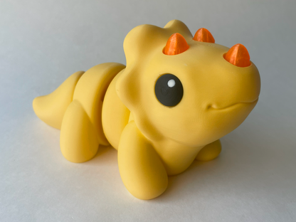 Sunny Yellow Triceratops Dinosaur Flexi Toy Figurine for Tactile Learning Play!
