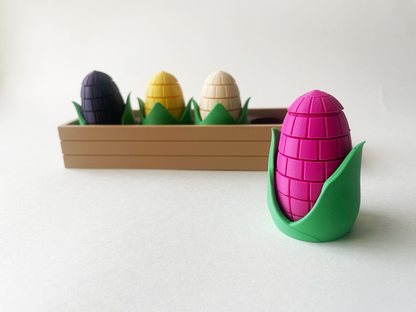 Mom's Peruvian Corn Garden Set on a Linear Plate - Articulated Garden for Tabletop Tactile Play & Stress Relief