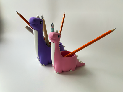 Dino Pencil Holders! (Set of 2, Purple Dad and Pink Mom Dinos)